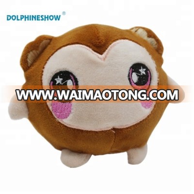 Hot selling OEM Custom Lovely Cartoon Mini Animal Round Monkey Squishy Toys Soft Squeeze Toy Plush Animals